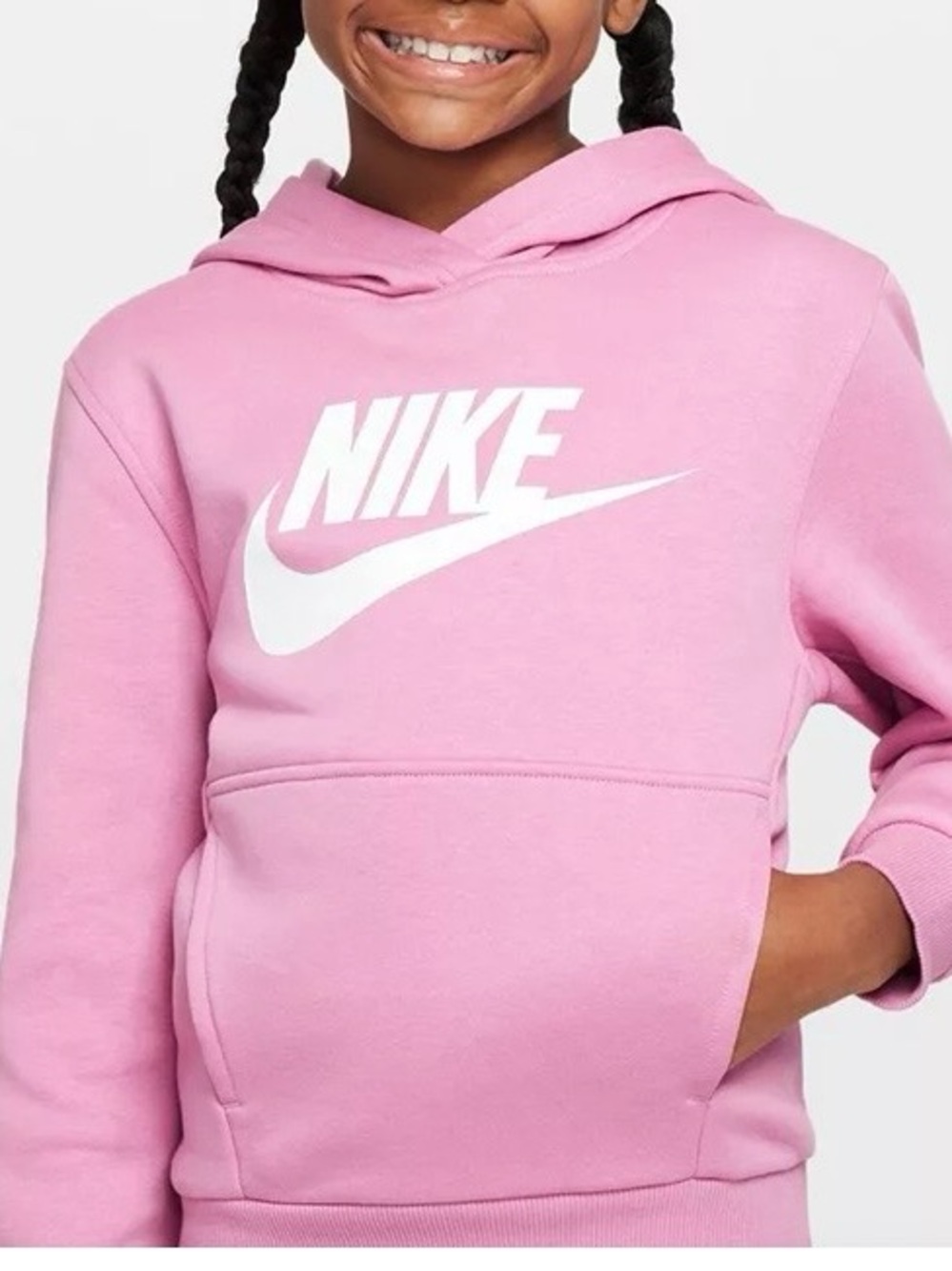 Nike Girls Pink Hoodie with White Swoosh